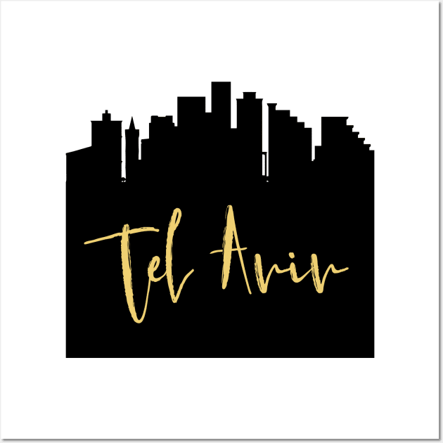 TEL AVIV ISRAEL DESIGNER SILHOUETTE SKYLINE ART Wall Art by deificusArt